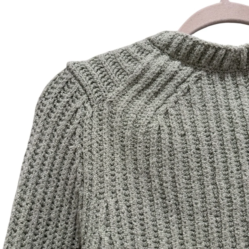 NWT Vince Crimped Cotton Crewneck Knit Sweater Cotton Blend Green Sz S
